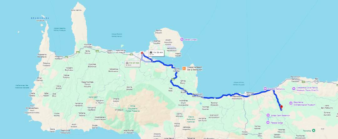 from chania to arkadi monastery