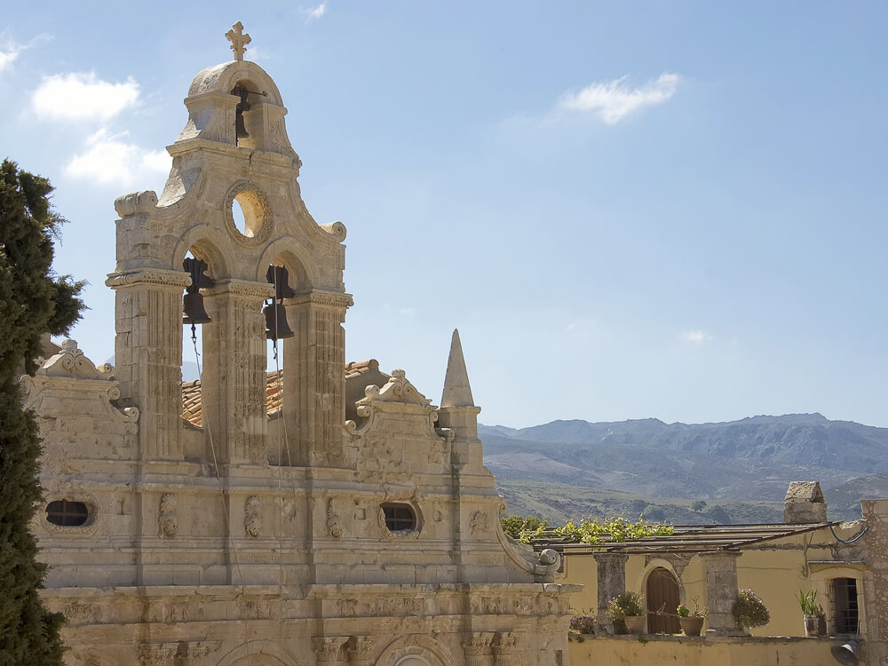 gaze at the bell towers at arkadi monastery