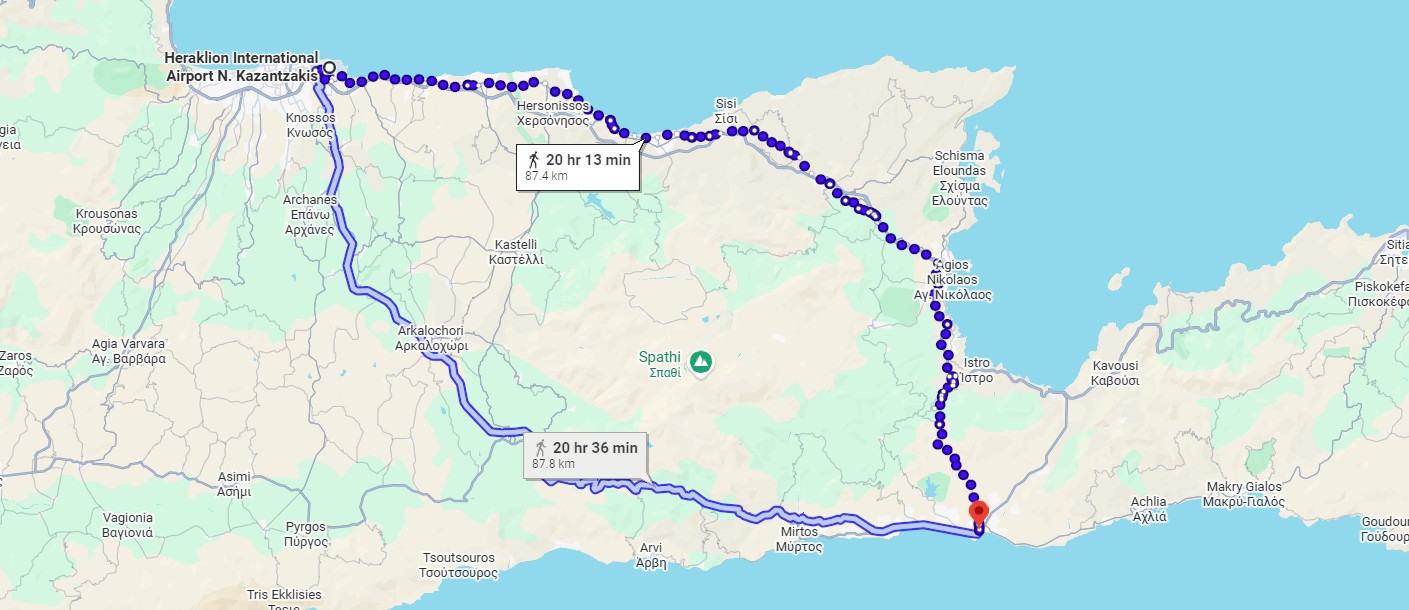 heraklion airport to ierapetra by rental car